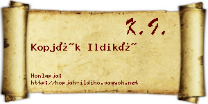 Kopják Ildikó névjegykártya